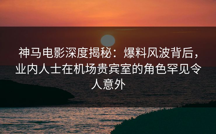 神马电影深度揭秘：爆料风波背后，业内人士在机场贵宾室的角色罕见令人意外
